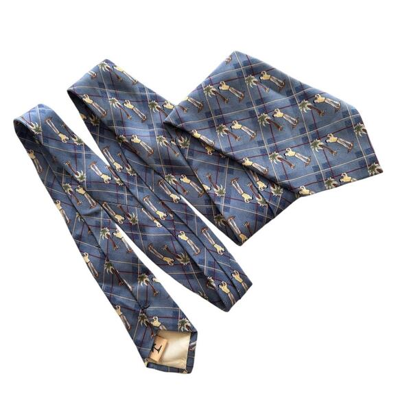 Tommy Bahama vintage golf tropical palm diamond check tie 4” w - Picture 3 of 3